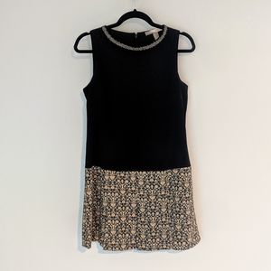 Black beaded collar shift dress